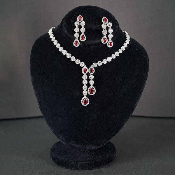 Crimson Elegance - Red Zarkoon Necklace Set